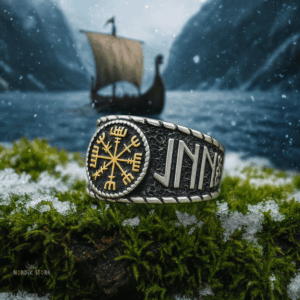 bague viking Asgard en acier argent et or, cadeau homme