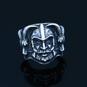 Bague viking les boucs de Thor acier argent