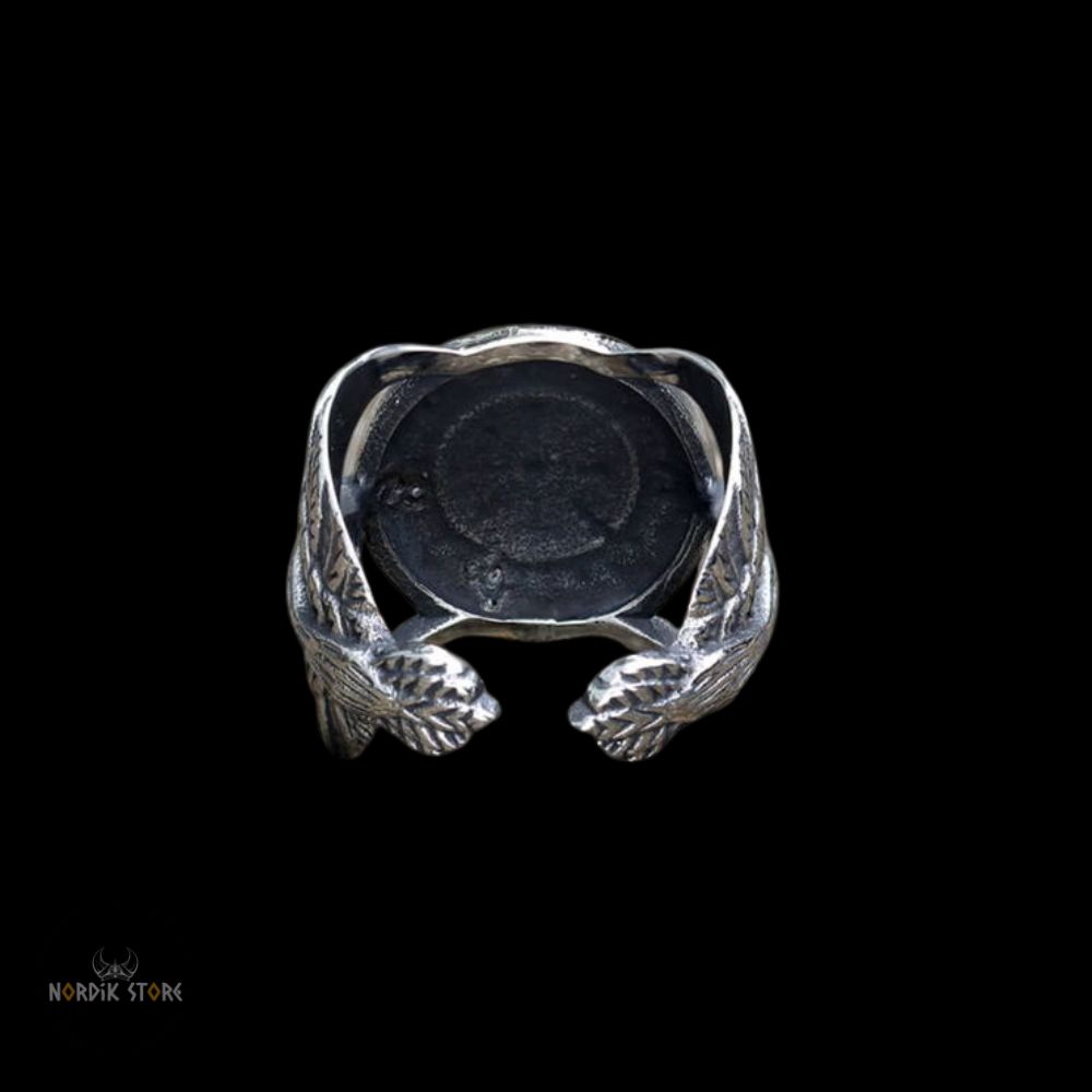 bague viking boussole runique en acier, cadeau homme
