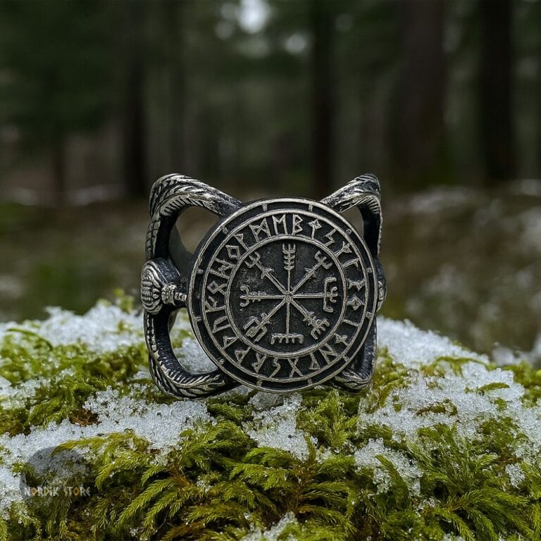 bague viking boussole runique, cadeau