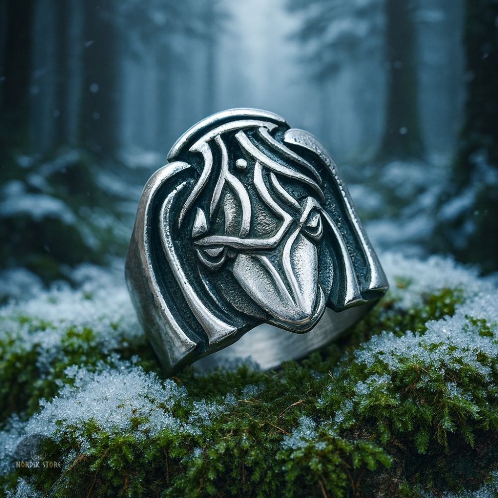 bague corbeau Hugin en acier, cadeau homme