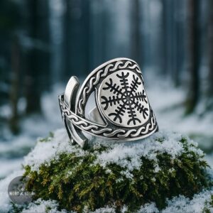 bague viking heaume de la crainte en acier, cadeau homme