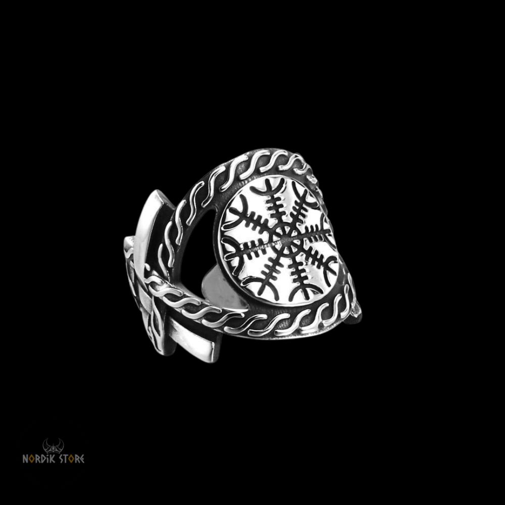 bague viking heaume de la crainte en acier, cadeau