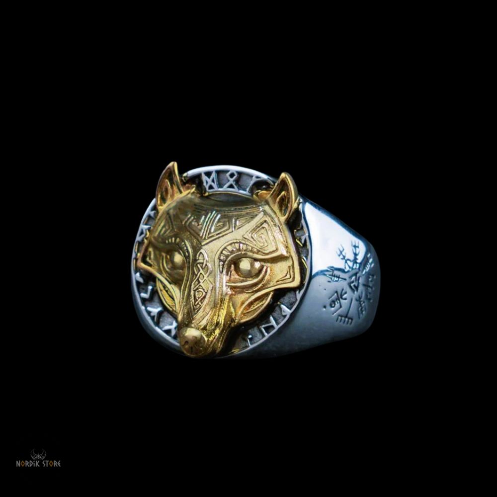 bague viking loup Géant Fenrir, cadeau homme et ados
