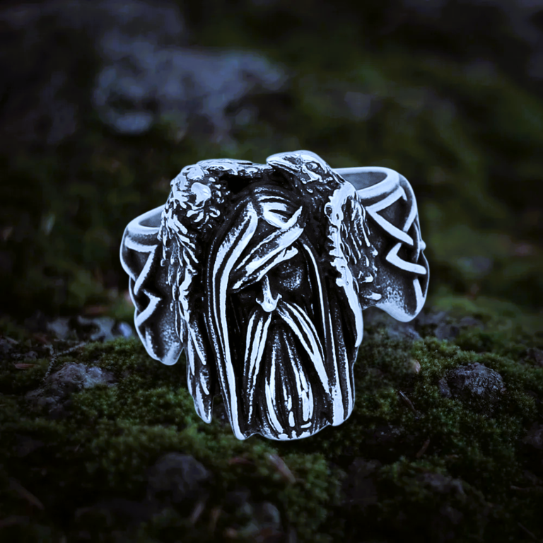 Bague viking Odin et les corbeaux