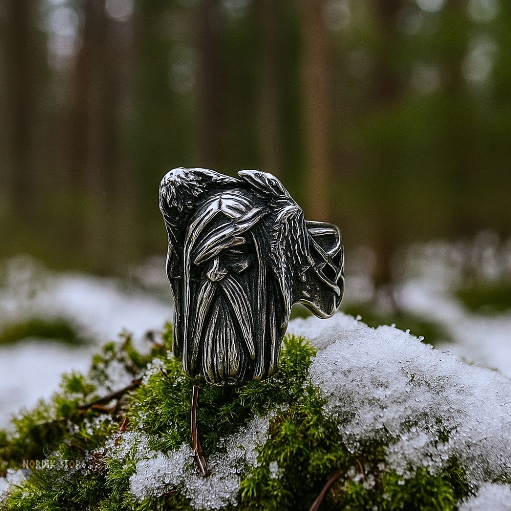 bague viking Odin et les Corbeaux, cadeau