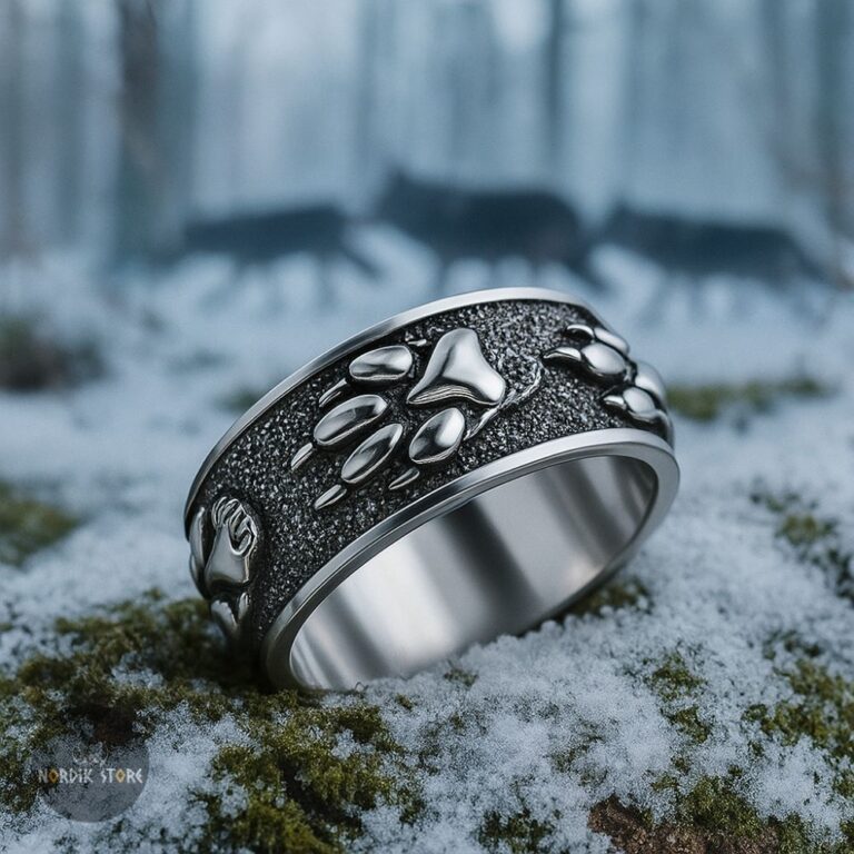 bague viking pattes du loup Fenrir, cadeau homme et femme