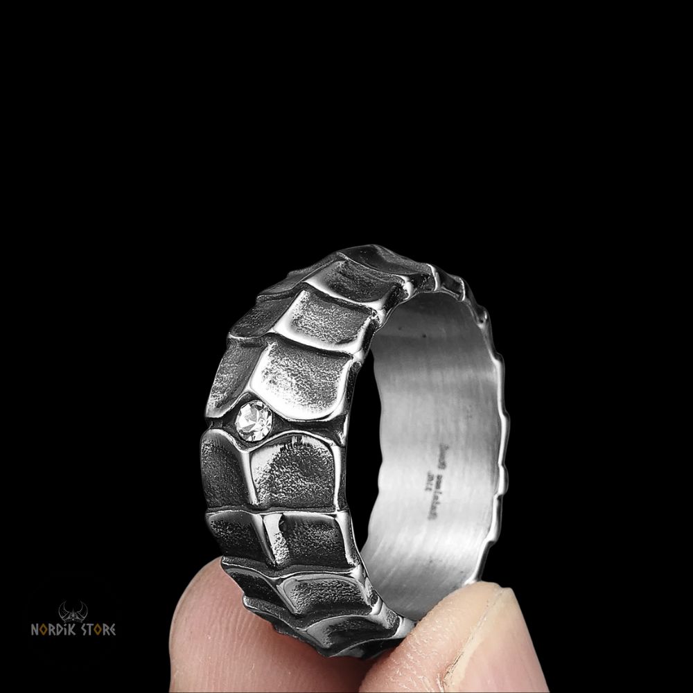 bague Viking peau de dragon, cadeau homme et ados