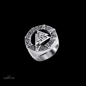 bague viking Valknut et Valhalla acier, cadeau