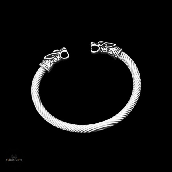 bracelet jonc viking Fenrir en acier, cadeau