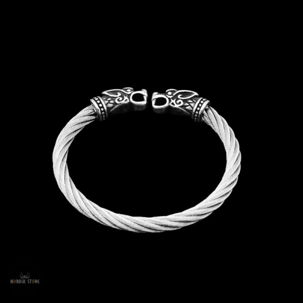 bracelet jonc viking Fenrir en acier torsadé, cadeau