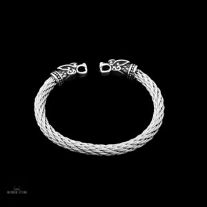 bracelet jonc viking Fenrir en acier tressé, cadeau