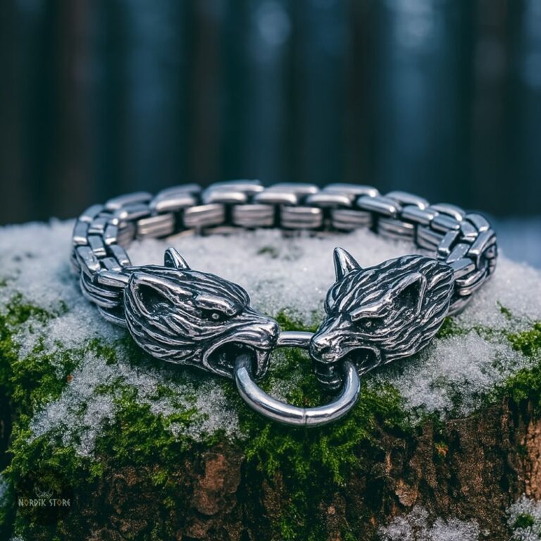 bracelet les loups d'Odin en acier, cadeau homme et ados