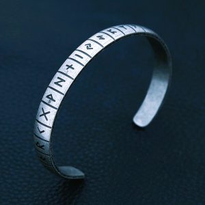 Bracelet viking les 24 runes argent ancien