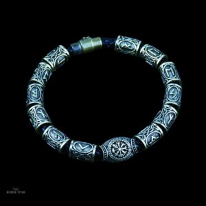bracelet viking de la boussole Vegvisir acier et bronze, cadeau homme et ados