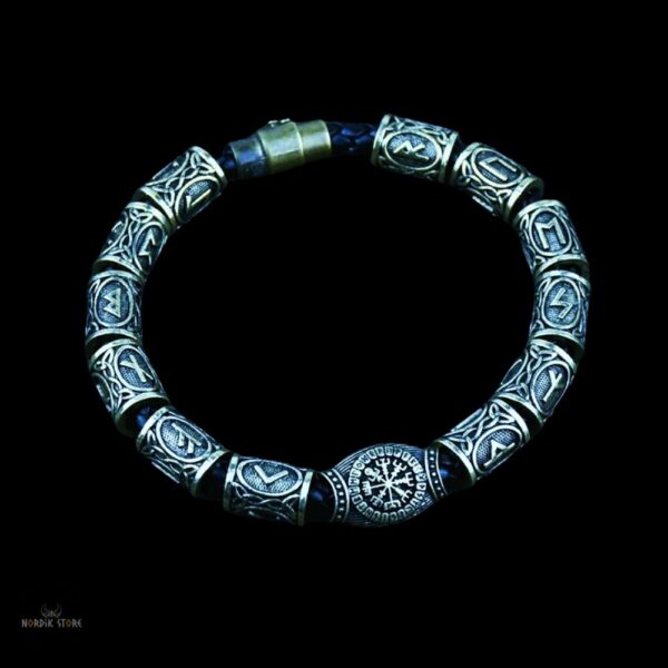 bracelet viking de la boussole Vegvisir acier et bronze, cadeau homme et ados