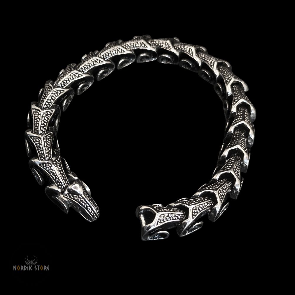 Bracelet viking Écailles de Dragon en acier, cadeau homme