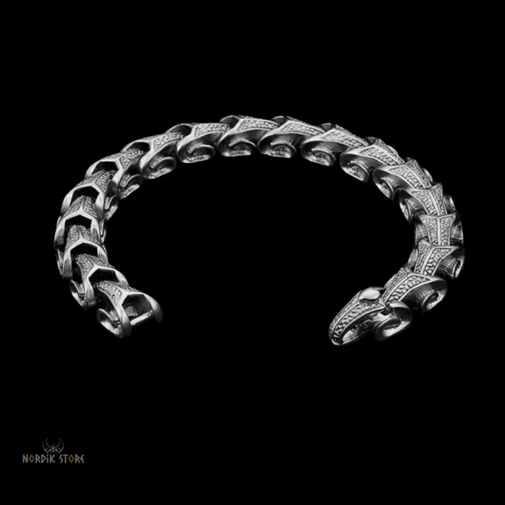 Bracelet viking Écailles de Dragon en acier, cadeau