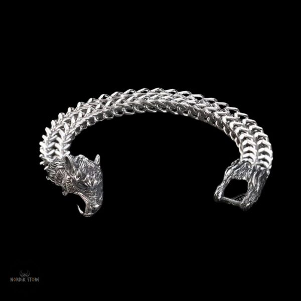 Bracelet viking Fenrir en acier, cadeau homme