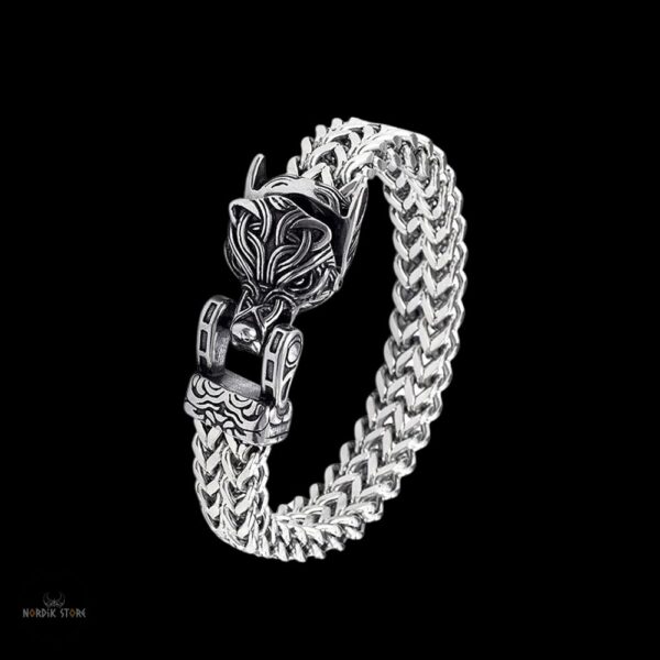 Bracelet viking force de Fenrir en acier, cadeau homme et ados