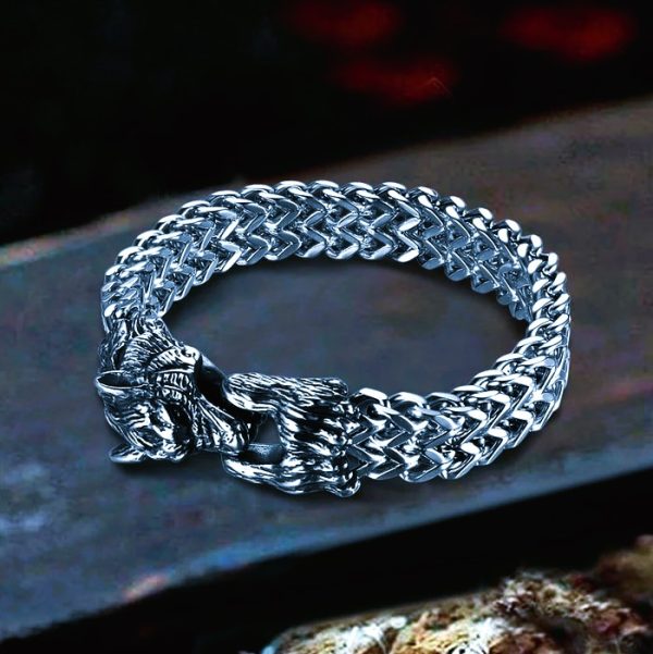 Bracelet viking loup Fenrir argent