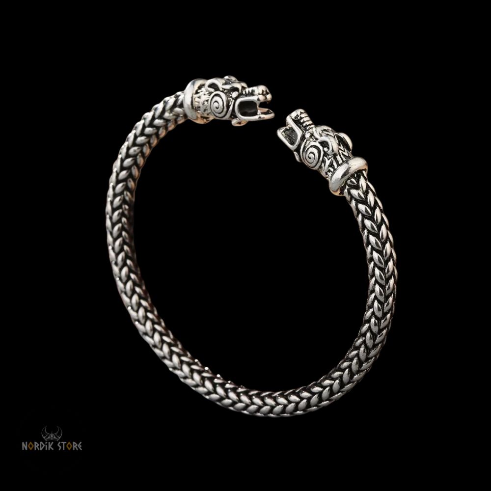 bracelet viking les loups Freki et Geri argent, cadeau