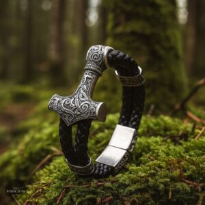 bracelet viking Mjöllnir tressé, cadeau