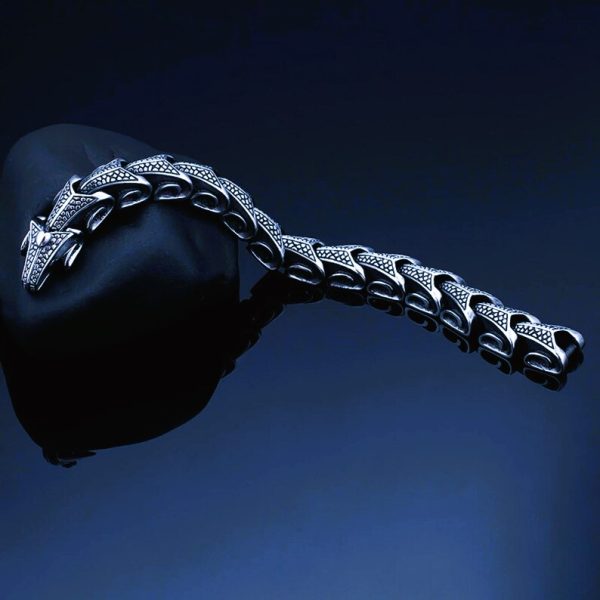 Bracelet viking nordique écailles de dragon argent