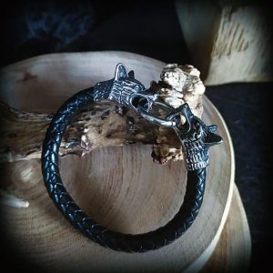 Bracelet viking nordique Fenrir en simili cuir