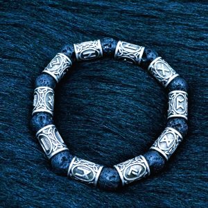 Bracelets vikings runes volcaniques argent