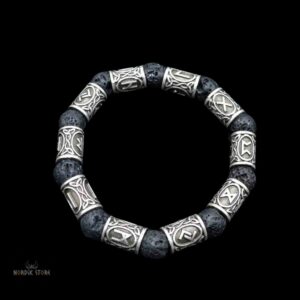 bracelet viking runes volcaniques argent, cadeau