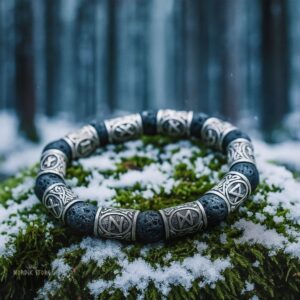bracelet viking runes volcaniques, cadeau homme