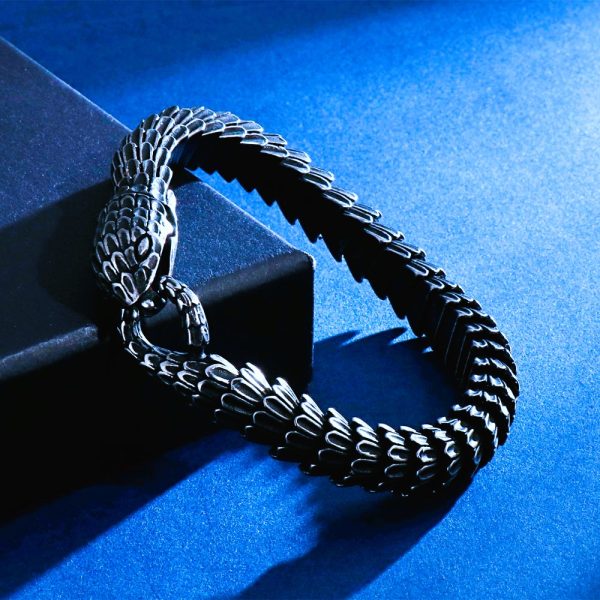 Bracelet viking serpent Jörmungand noir