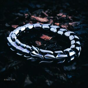 Bracelet viking serpent Ouroboros en acier argent, cadeau homme fêtes