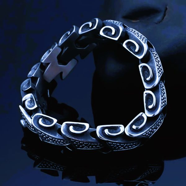 Bracelets vikings nordique écailles de dragon Fafnir Jormungand argent