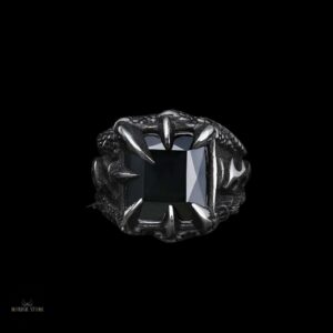 chevalière dragon griffes de fafnir en acier et zircon noir, cadeau homme