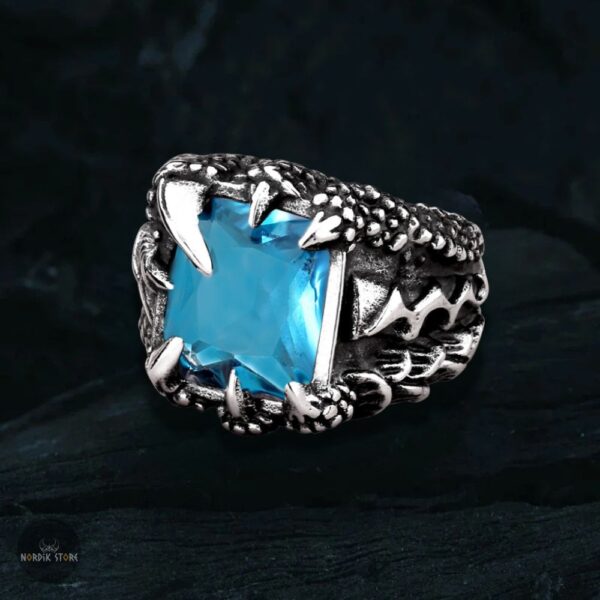chevalière dragon griffes de fafnir en zircon topaze, cadeau homme