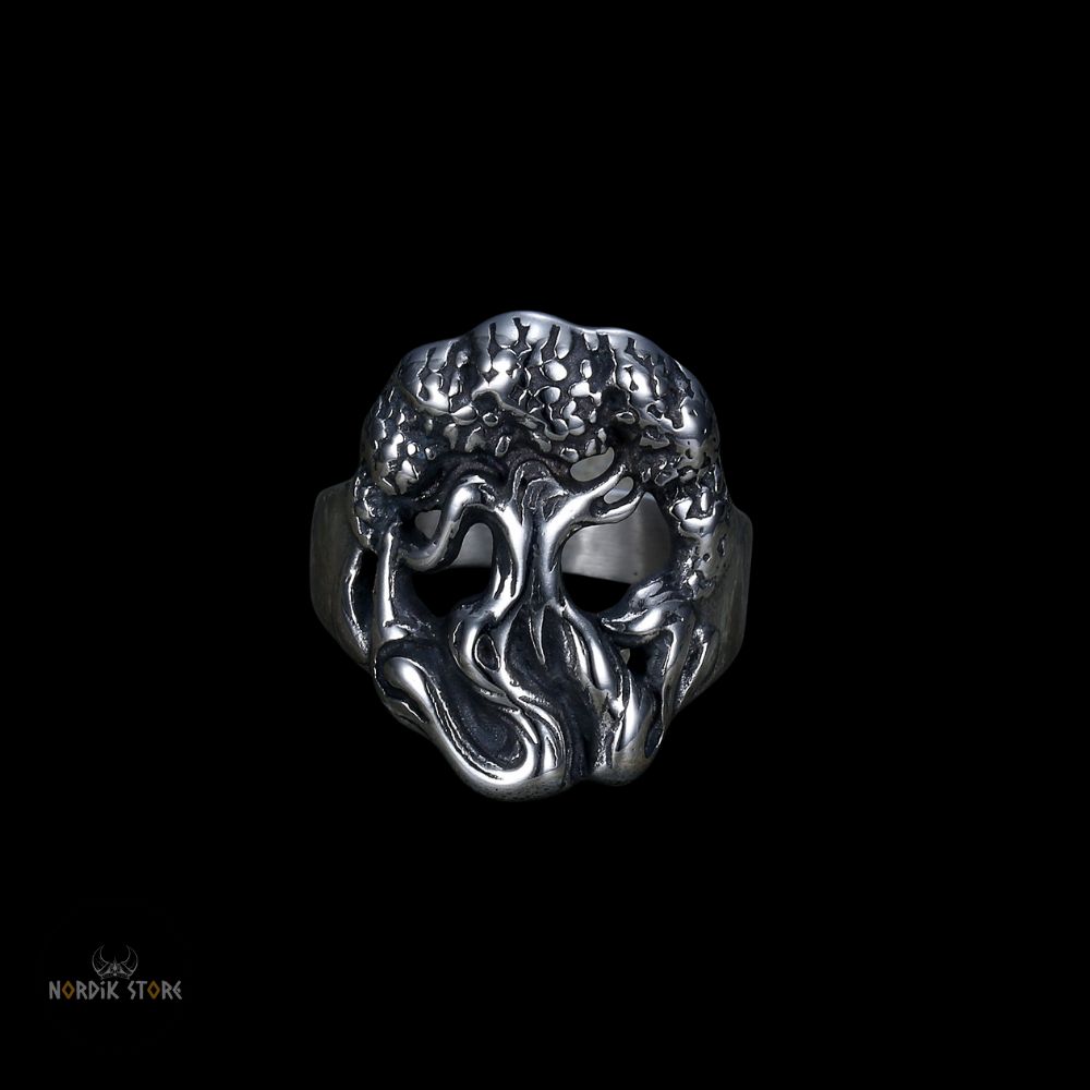 chevalière l'Infini Yggdrasil en acier, cadeau