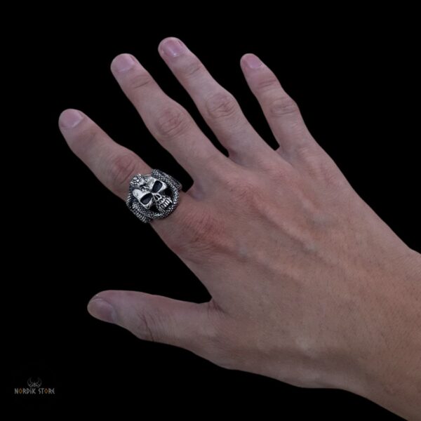 chevalière serpent de Midgard argent, cadeau homme et ados