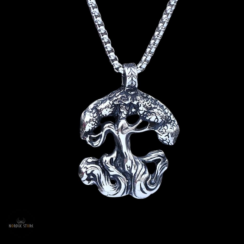 collier Arbre de Vie Yggdrasil en acier, cadeau homme et femme