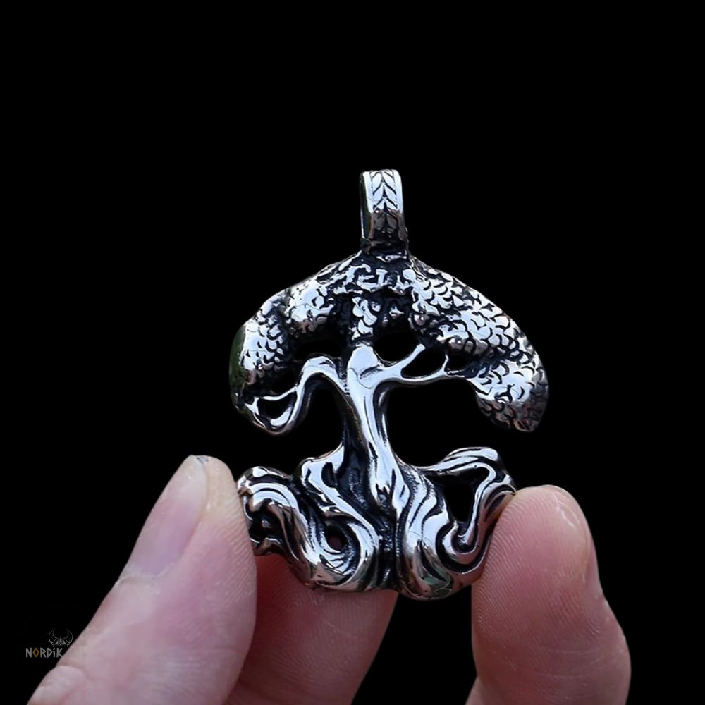 collier Arbre de Vie Yggdrasil en acier, cadeau homme
