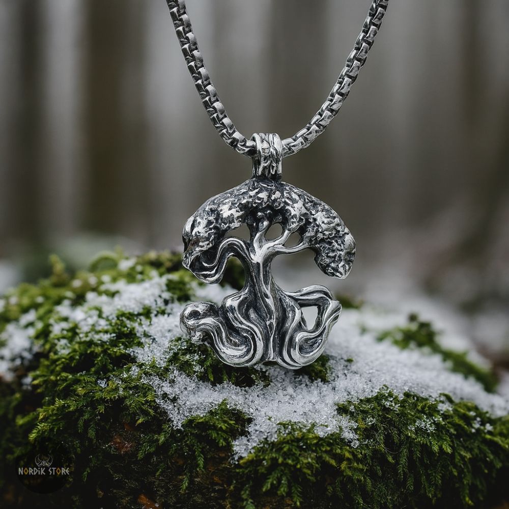 collier Arbre de Vie Yggdrasil en acier, cadeau