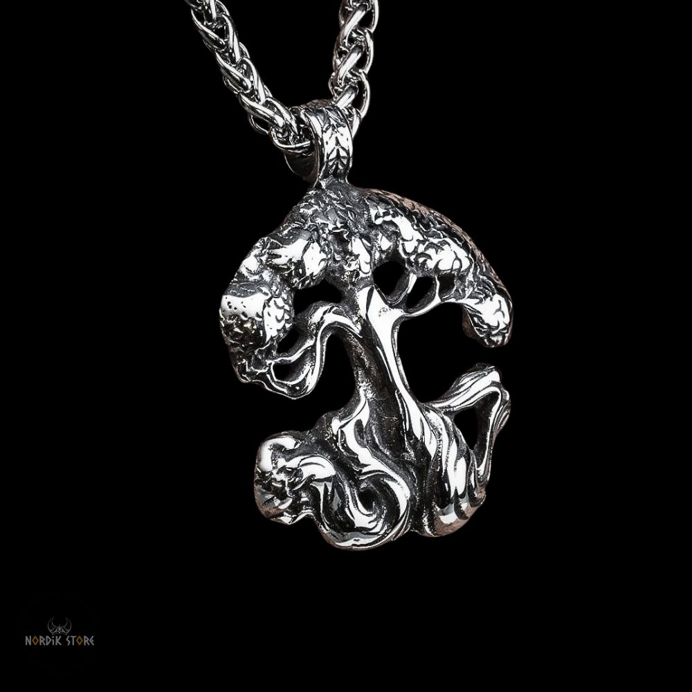 collier Arbre de Vie Yggdrasil en acier, cadeau homme et femme