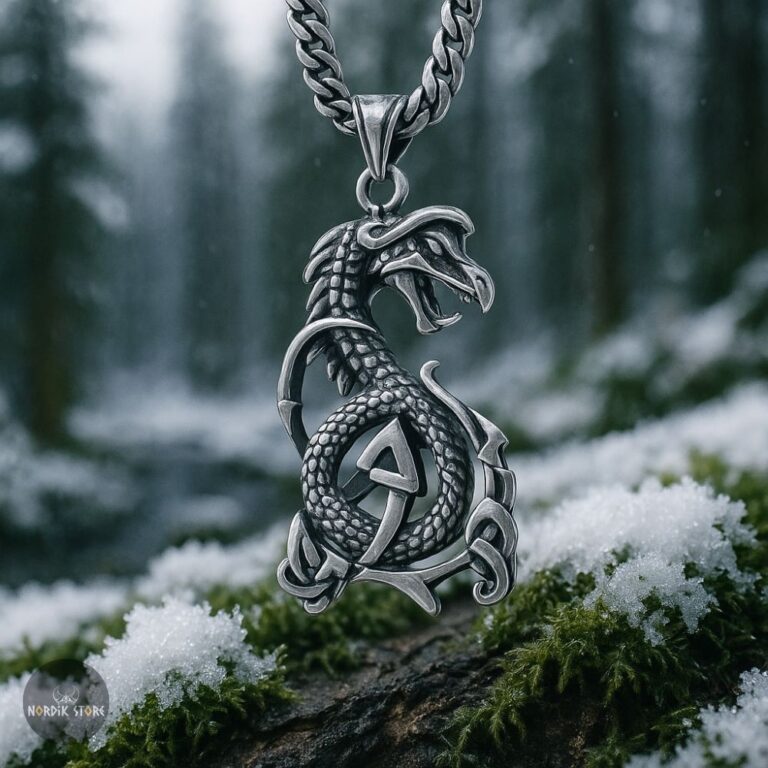 collier dragon viking, cadeau homme