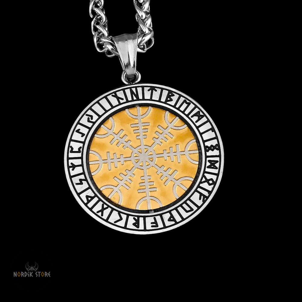 collier guide Vegsivir en acier or et argent, cadeau