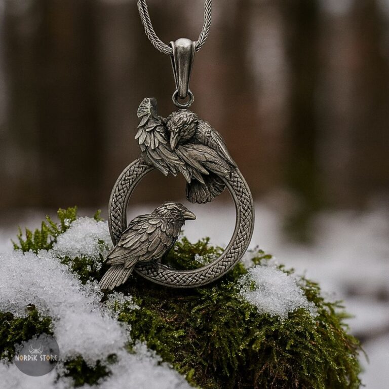 collier pendentif les corbeaux d'Odin, cadeau homme et ados