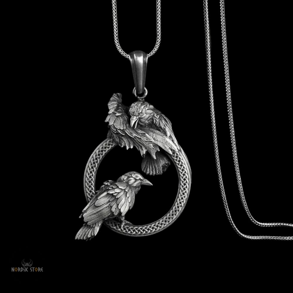 collier pendentif les corbeaux d'Odin, cadeau homme