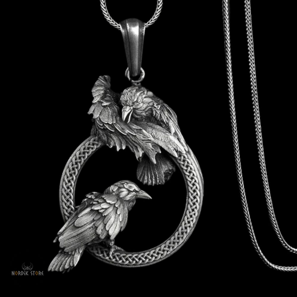 collier pendentif les corbeaux d'Odin, cadeau