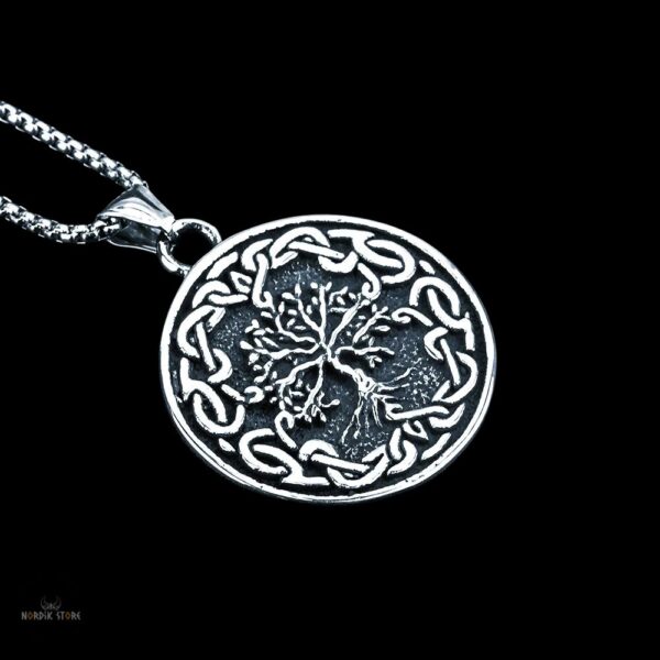 collier viking arbre de Vie en acier, cadeau homme et femme