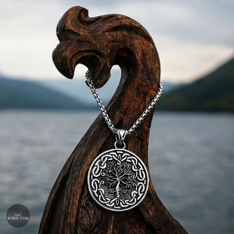 collier viking arbre de Vie sur la proue d'un drakkar, cadeau homme et femme